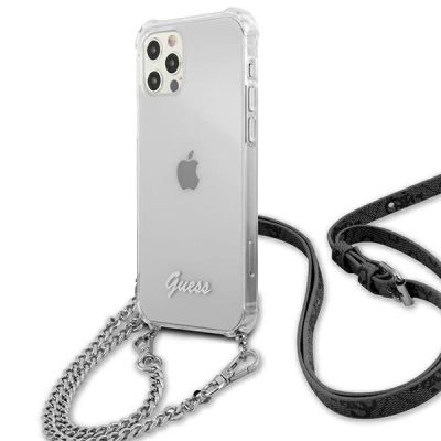 2. Etui Guess 4G Silver Chain na iPhone 12 / iPhone 12 Pro - przezroczyste