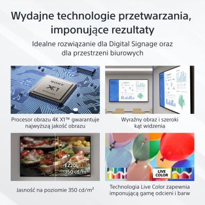 4. Sony FW-43EZ20L signage display Płaski panel Digital Signage 109,2 cm (43") LED Wi-Fi 350 cd/m2 4K Ultra HD Czarny Android 16/7