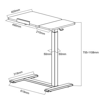 12. MACLEAN MOBILNE BIURKO/STAND NA LAPTOP, BIAŁE, REGULACJA WYSOKOŚCI 76-109CM, MAX. 30KG MC-120 W