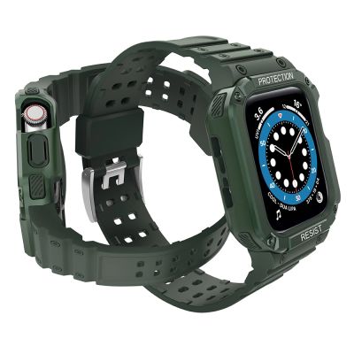 3. Pasek z etui ochronnym Protect Strap Band do Apple Watch 42 / 44 / 45 mm opaska obudowa pancerna - zielony