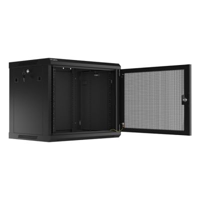 2. SZAFA INSTALACYJNA RACK WISZĄCA 19" 9U 600X450 CZARNA DRZWI PERFOROWANE LANBERG (FLAT PACK)