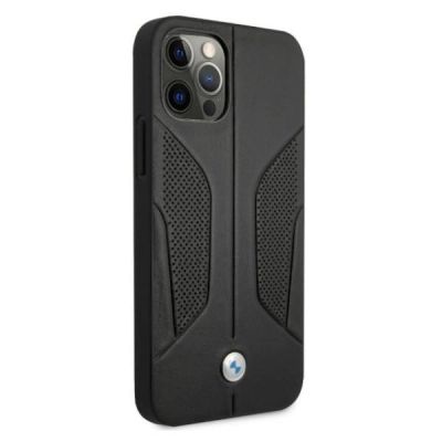 4. Etui BMW Leather Perforate Sides na iPhone 12 Pro Max - czarne