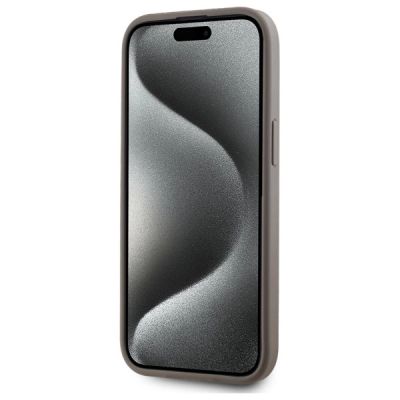5. Etui DKNY Leather Checkered Mono Pattern MagSafe na iPhone 15 Plus - beżowe