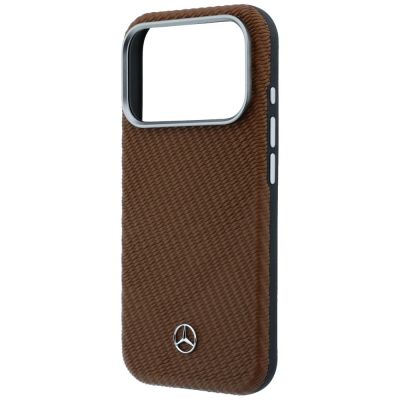6. Etui Mercedes Leather Semi Wrap Wood Effect MagSafe na iPhone 17 Pro - brązowe