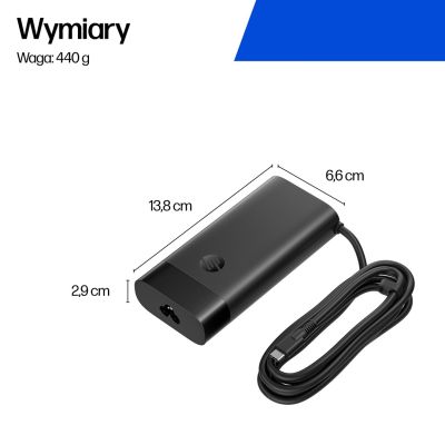 6. Zasilacz sieciowy HP 140W Laptop Charger USB-C czarny B7NM4AA