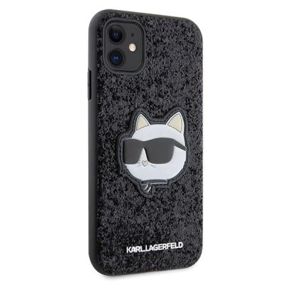 4. Etui Karl Lagerfeld Glitter Choupette Patch na iPhone 11 / Xr - czarne