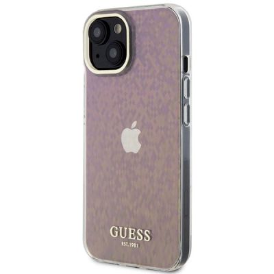 2. Etui Guess IML Faceted Mirror Disco Iridescent do iPhone 15 - różowe