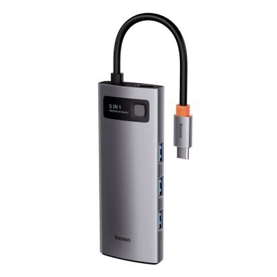 8. Baseus Metal Gleam 5w1 wielofunkcyjny HUB USB Typ C - USB Typ C Power Delivery 100 W / HDMI 4K 30 Hz / 3x USB 3.2 Gen 1 Szary (CAHUB-CX0G)