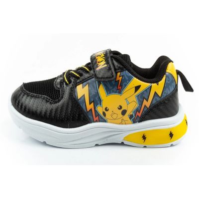 2. Leomil buty sportowe dziecięce sneakersy Pokemon lekkie na rzep LED czarne żółte