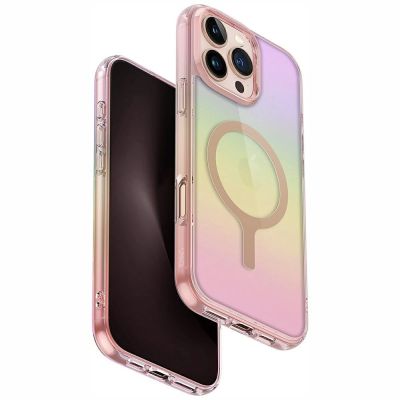 Etui UNIQ Iridescia Magclick Charging na iPhone 16 Pro Max - różowy