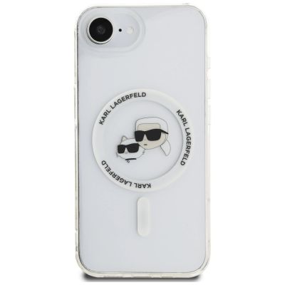 3. Etui Karl Lagerfeld IML Metal Karl & Choupette Heads MagSafe na iPhone 16e - białe