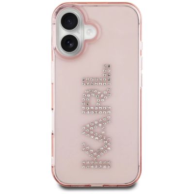 3. Etui Karl Lagerfeld IML Rhinestones Logo na iPhone 16 - różowe