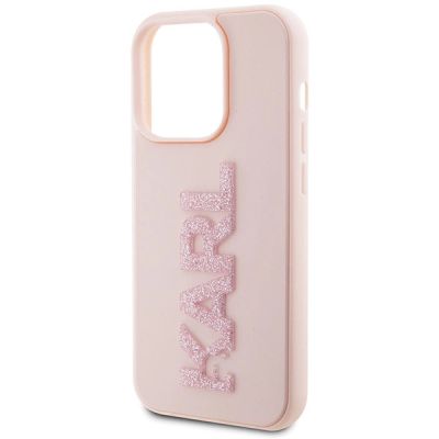 6. Etui Karl Lagerfeld 3D Rubber Glitter Logo na iPhone 15 Pro - różowe