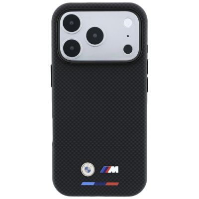 3. Etui BMW M Quadrille Kevlar Tricolor & Metal Logo MagSafe na iPhone 17 Pro / 18 Pro - czarne