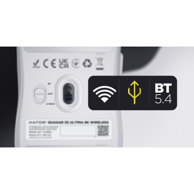 4. HATOR Quasar 3S Ultima 8K Wireless myszka Gaming Po prawej stronie RF Wireless + Bluetooth + USB Type-C Optyczny 30000 DPI