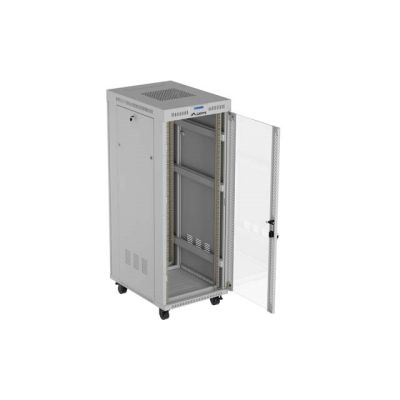 8. LANBERG SZAFA INSTALACYJNA RACK STOJĄCA 19" 32U 600X800 SZARA DRZWI PRZESZKLONE LCD (FLAT PACK) V2