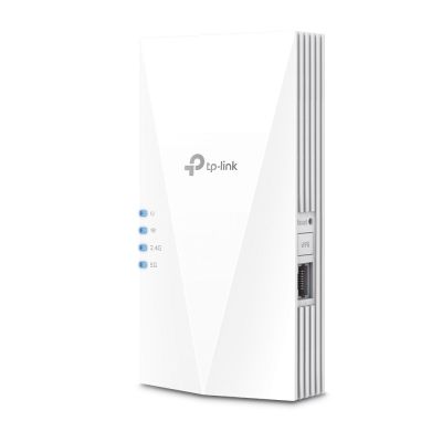 2. Wzmacniacz sygnału TP-Link AX3000 Wi-Fi 6, szybkość 574 Mb/s w paśmie 2,4 GHz + 2402 Mb/s w paśmie 5 GHz, spec: 2 anteny wewnętrzne, 1 port gigabitowy, dwurdzeniowy procesor Qualcomm 1,0 GHz, 1024 QAM, HE160 dla 5 GHz, wall plugged, funkcja: aplikacja