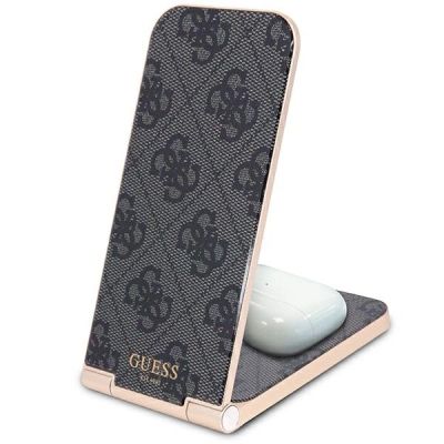 6. Ładowarka indukcyjna Guess 4G Pattern MagSafe składana 2w1 15W - czarna