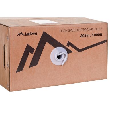 3. Kabel sieciowy Lanberg LCU6-12CU-0305-S (UTP; 305m; kat. 6; kolor szary)
