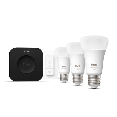 2. Philips Hue White and color ambiance Zestaw startowy: 3 inteligentne żarówki E27 + Dimmer switch + Bridge Pro