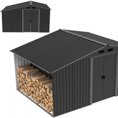 13. DOMEK OGRODOWY NARZĘDZIOWY METALOWY Z DREWUTNIĄ 308X245X202CM
