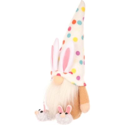14. SKRZAT GNOM ZAJĄCZEK 25CM W GROSZKI BOY DEKORACJA WIOSENNA