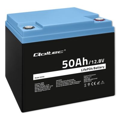 QOLTEC AKUMULATOR LIFEPO4 LITOWO-ŻELAZOWO-FOSFORANOWY | 12.8V | 50AH | 640WH | BMS