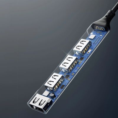 7. Dudao HUB 4w1 USB-C - 4x USB-A (3 x USB2.0 / USB3.0) 6,3cm czarny (A16T)