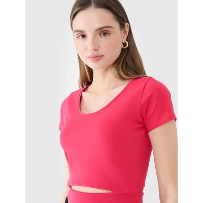 5. T-shirt crop top gładki damski 4F 4FRSS25TTSHF2695-54S