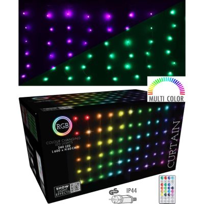 20. LAMPKI CHOINKOWE KURTYNA ŚWIETLNA ZEW/WEW 240 LED 600X60CM Z PILOTEM RGB KOLOR