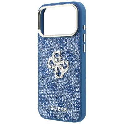 6. Etui Guess 4G & Big Strass Logo na iPhone 18 Pro Max / 17 Pro Max - niebieskie