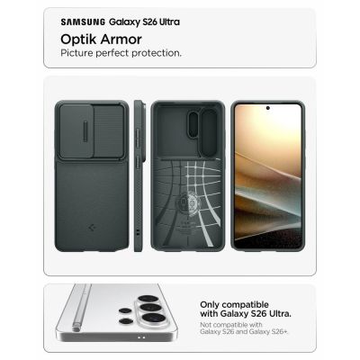 5. Etui Spigen Optik Armor na Samsung Galaxy S26 Ultra - zielone