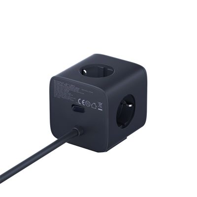 4. Listwa zasilająca Baseus EnerFill FA11 67W kostka USB-A + USB-C + 3 x gniazdo EU 1,5m - czarna
