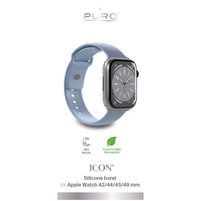 2. Pasek silikonowy Puro Icon do Apple Watch 42 / 44 / 45 / 49 mm - jasnoniebieski (2 szt.)