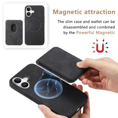 8. Etui na iPhone 17 ze skóry syntetycznej z odpinanym uchwytem na karty kompatybilne z MagSafe - czarne
