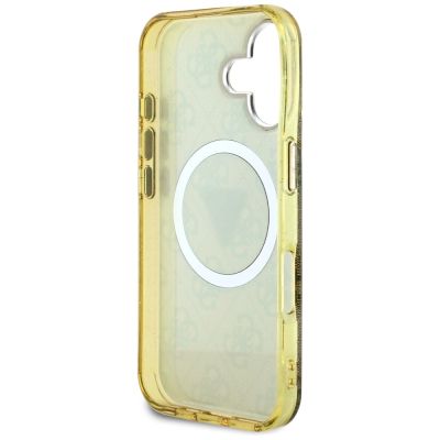 7. Etui Guess IML Metal Glitter 4G Circle Triangle MagSafe na iPhone 16 - brązowy