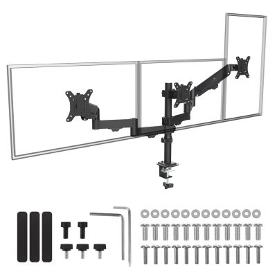 30. MACLEAN UCHWYT NA 3 MONITORY, SPRĘŻYNA GAZOWA, 17"-27", 2-8KG, CZARNY MC-137