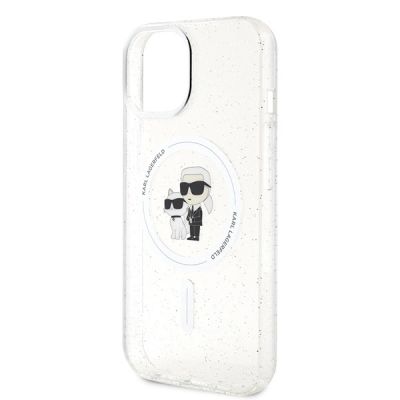 6. Etui Karl Lagerfeld Karl&Choupette Glitter MagSafe na iPhone 15 Plus - przezroczyste
