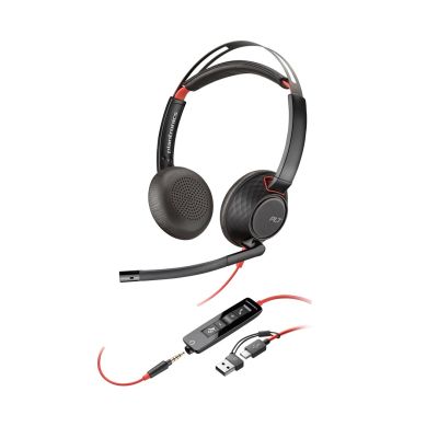 13. Słuchawki Poly Blackwire 5220 Stereo USB-C Headset +3.5mm Plug +USB-C/A Adapter 8X231AA