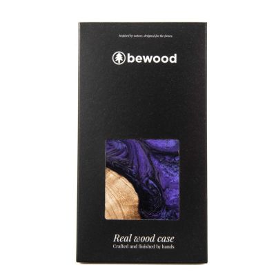 6. Etui Bewood Unique MagSafe Violet z drewna i żywicy na iPhone 15 Plus - fioletowo-czarne