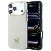 Etui Guess Grained Round Strass Logo MagSafe na iPhone 18 Pro / 17 Pro - beżowe