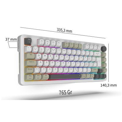 2. Inca IKG-455 klawiatura Gaming USB + RF Wireless + Bluetooth QWERTY Niemiecki Biały