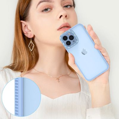 7. Kingxbar Sparkle Series etui iPhone 13 Pro Max z kryształami obudowa pokrowiec na tył plecki niebieski