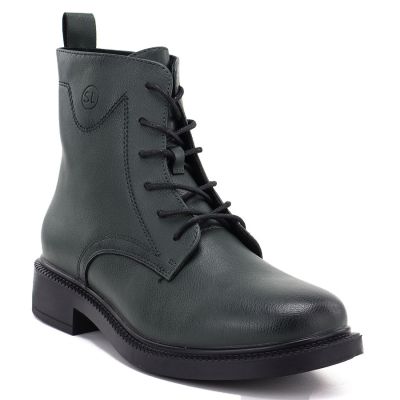 Skórzane botki damskie workery zielone Sergio Leone 25172-S