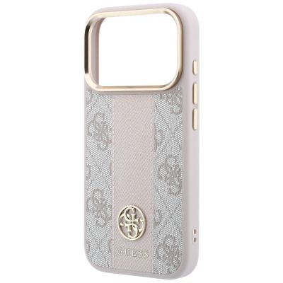 6. Etui Guess 4G with Stripe Round and Classic Logos MagSafe na iPhone 17 Pro / 18 Pro - różowe