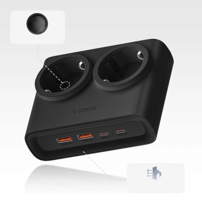 2. Listwa zasilająca Orico PDC25 25W 6w1 2x AC + 2x USB-A + 2x USB-C - czarna