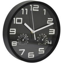 ZEGAR ŚCIENNY 25CM Z TERMOMETREM CZARNY