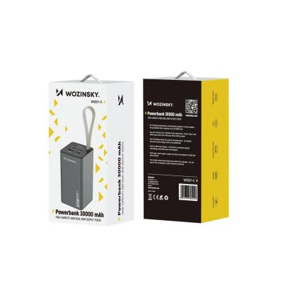8. Powerbank Wozinsky K65+ 65W 30000mAh 2x USB-C, 1x USB-A 65W - szary