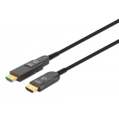 5. Aktywny kabel światłowodowy MANHATTAN High Speed z odłączanym złączem 4K@60Hz UHD, HDMI męski na Micro HDMI męski (typ D) i odłączany HDMI męski (typ A), 20m, HEC, ARC, styki pozłacane