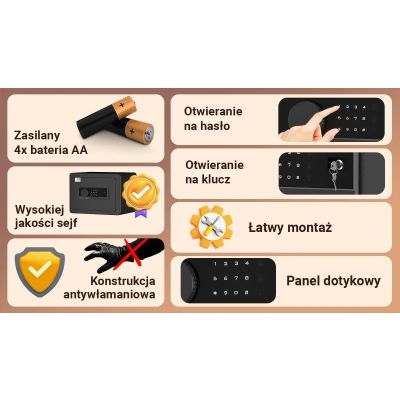 11. Extralink Lock Star A6-25 | Sejf elektroniczny | na kod